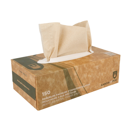 Image 150 U. MOUCHOIRS 2 PLIS  21x21 CM NATUREL OUATE RECYCLÉE (1 UNITÉ) #1