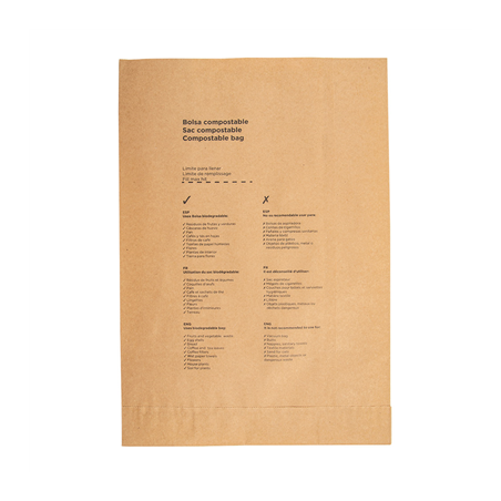SACS COMPOSTABLES 8 L 70 G/M2 26+14x35 CM NATUREL KRAFT (500 UNITÉ)
