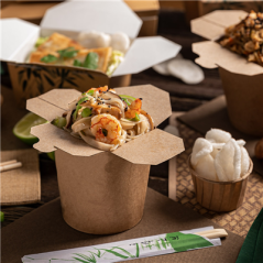 Image RÉCIPIENTS MULTIUSAGES MICRO-ONDABLES 480 ML 275 + 25 PE G/M2 Ø8x9 CM NATUREL KRAFT (50 UNITÉ) #3