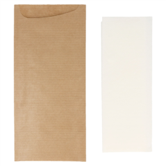 Image SACS COUVERTS + SERVIETTE 'JUST IN TIME' 80+10PE G/M2 8,5x19,5 CM NATUREL KRAFT VERGÉ (250 UNITÉ) #3