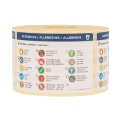 ÉTIQUETTES ADHESIVES ALLERGÈNES EN ROULEAU  7,5x5 CM PAPIER (500 UNITÉ)