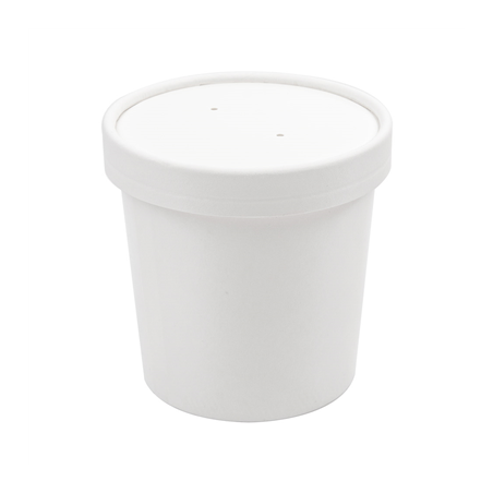 Image RÉCIPIENTS + COUVERCLES 360 ML - 12 oz 300 + 18 PE G/M2 Ø9/7,2x8,4 CM BLANC CARTON (250 UNITÉ) #1