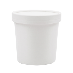 RÉCIPIENTS + COUVERCLES 360 ML - 12 oz 300 + 18 PE G/M2 Ø9/7,2x8,4 CM BLANC CARTON (250 UNITÉ)