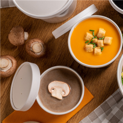 Image RÉCIPIENTS + COUVERCLES 360 ML - 12 oz 300 + 18 PE G/M2 Ø9/7,2x8,4 CM BLANC CARTON (250 UNITÉ) #5