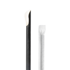 Image PAILLES AVEC CUILLÈRE SOUS SACHETS 'PAPER'  Ø0,8x21 CM NOIR PAPIER (1000 UNITÉ) #1