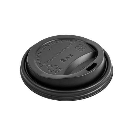 Image COUVERCLES POUR GOBELETS 240 ML 'BIODEGRADABLE'  NOIR CPLA (1000 UNITÉ) #1
