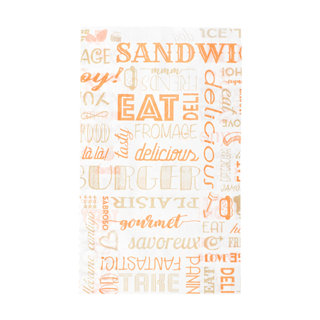 Image POCHETTES HAMBURGERS 'PAROLE' 32 G/M2 14+7x22 CM ORANGE PARCH.INGRAISSABLE (500 UNITÉ) #1