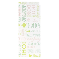 Image PAPIER INGRAISSABLES OUVERT 2 CÔTÉS - HOT DOG 'PAROLE' 35 G/M2 9+3x22 CM BLANC PARCH.INGRAISSABLE (500 UNITÉ) #1