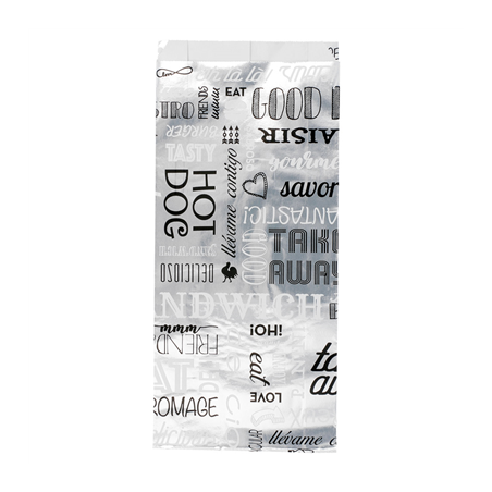 Image SACHETS POUR SANDWICHES 'PAROLE' 35+20 G/M2 12+4x26 CM ARGENTE PARCHEMIN + ALUMINIUM (500 UNITÉ) #1