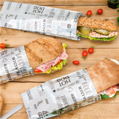 Image SACHETS POUR SANDWICHES 'PAROLE' 35+20 G/M2 12+4x26 CM ARGENTE PARCHEMIN + ALUMINIUM (500 UNITÉ) #3