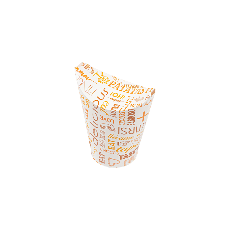 GOBELETS À FRITES AVEC FERMETURE 'PAROLE' 16 OZ - 480 ML 220 + 18PE G/M2 8,5x14 CM BLANC CARTON (50 UNITÉ) GOBELETS À FRITES AVEC FERMETURE 'PAROLE' 16 OZ - 480 ML 220 + 18PE G/M2 8,5x14 CM BLANC CARTON (50 UNITÉ)