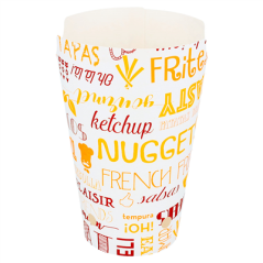 Image GOBELETS À FRITES AVEC FERMETURE 'PAROLE' 16 OZ - 480 ML 220 + 18PE G/M2 8,5x14 CM BLANC CARTON (50 UNITÉ) #3