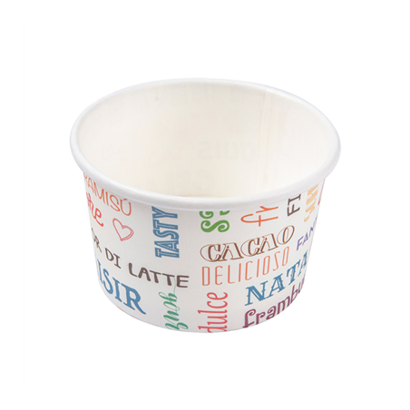 Image POTS À GLACES 'PAROLE' 120 ML 210 + 18 PE G/M2 Ø7,7x4,7 CM BLANC CARTON (2000 UNITÉ) #1