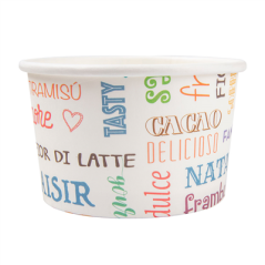 POTS À GLACES 'PAROLE' 120 ML 210 + 18 PE G/M2 Ø7,7x4,7 CM BLANC CARTON (2000 UNITÉ)