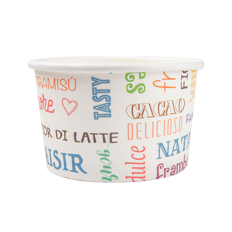 POTS À GLACES 'PAROLE' 120 ML 210 + 18 PE G/M2 Ø7,7x4,7 CM BLANC CARTON (2000 UNITÉ)