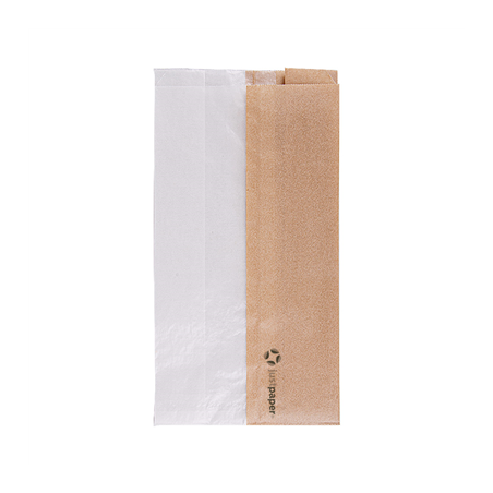 Image SACHETS POUR SANDWICHES AVEC FENÊTRE ECO 'CORNER WINDOW' 40 G/M2 14+8x26 CM NATUREL PARCH.INGRAISSABLE (250 UNITÉ) #1