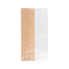 SACHETS POUR SANDWICHES AVEC FENÊTRE ECO 'CORNER WINDOW' 40 G/M2 14+8x26 CM NATUREL PARCH.INGRAISSABLE (250 UNITÉ)