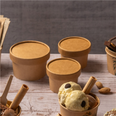 Image COUVERCLES POTS À GLACES 240 ML 280 + 18 PE G/M2 Ø9,4 CM MARRON CARTON (1000 UNITÉ) #4