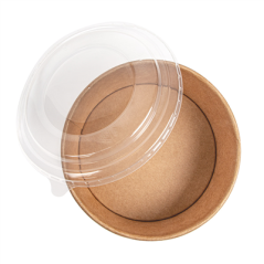 Image COMBO SALADIERS + COUVERCLES PET 750 ML - 25 oz 300 + 18 PE G/M2 Ø15/12,8x6 CM NATUREL KRAFT (200 UNITÉ) #3