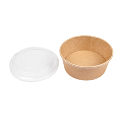 Image COMBO SALADIERS + COUVERCLES PET 750 ML - 25 oz 300 + 18 PE G/M2 Ø15/12,8x6 CM NATUREL KRAFT (200 UNITÉ) #4