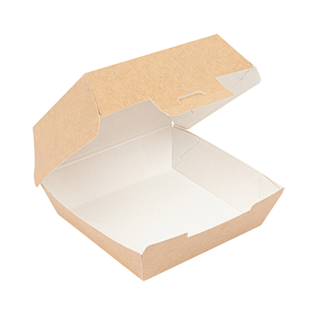 BOÎTES HAMBURGER 'THEPACK' 220 G/M2 13x12,5x6,2 CM (S) NATUREL CARTON ONDULÉ NANO-MICRO (450 UNITÉ)