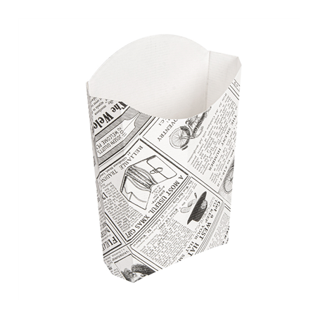 Image BOÎTES À FRITES JUMBO 'THEPACK TIMES' 165 G 230 G/M2 13,5x8,5x16 CM BLANC CARTON ONDULÉ NANO-MICRO (1200 UNITÉ) #1