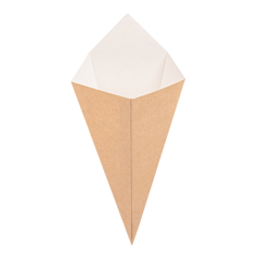 Image CORNETS FRITES 'THEPACK' 100 G 220 G/M2 12,8x21,7 CM NATUREL CARTON ONDULÉ NANO-MICRO (1600 UNITÉ) #1