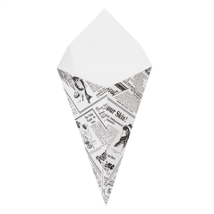 Image CORNETS FRITES 'THEPACK TIMES' 250 G 230 G/M2 15,7x26,8 CM BLANC CARTON ONDULÉ NANO-MICRO (1200 UNITÉ) #1