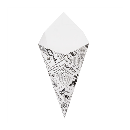 Image CORNETS FRITES 'THEPACK TIMES' 250 G 230 G/M2 15,7x26,8 CM BLANC CARTON ONDULÉ NANO-MICRO (1200 UNITÉ) #1