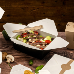 Image BOÎTES AMÉRICAINES MICRO-ONDABLES 'THEPACK' 1350 ML 230 + 12PP G/M2 15,2x12,1x6,5 CM NOIR CARTON ONDULÉ NANO-MICRO (300 UN