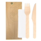 Image SET 3/1 FOURCHETTE, COUTEAU, SERVIETTE 'MAKAN'  16 CM NATUREL BOIS (100 UNITÉ) #1