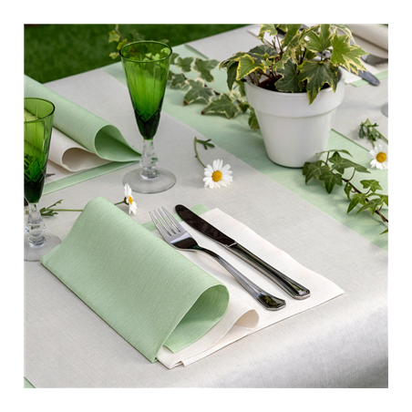 SERVIETTES 'LIKE LINEN' 70 G/M2 40x40 CM VERT POMME SPUNLACE (600 UNITÉ)