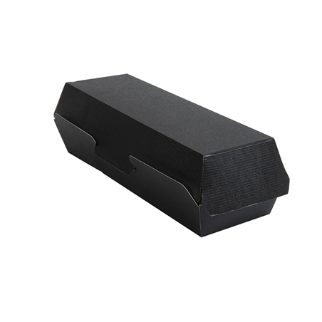Image COQUILLES "HOT DOG" 'THEPACK' 230 G/M2 23,2x9x6,3 CM NOIR CARTON ONDULÉ NANO-MICRO (450 UNITÉ) #1
