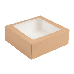 Image BOÎTES PÂTISSERIES AVEC FENÊTRE 'THEPACK' 240 G/M2 + OPP 28x28x10 CM NATUREL CARTON ONDULÉ NANO-MICRO (100 UNITÉ) #1