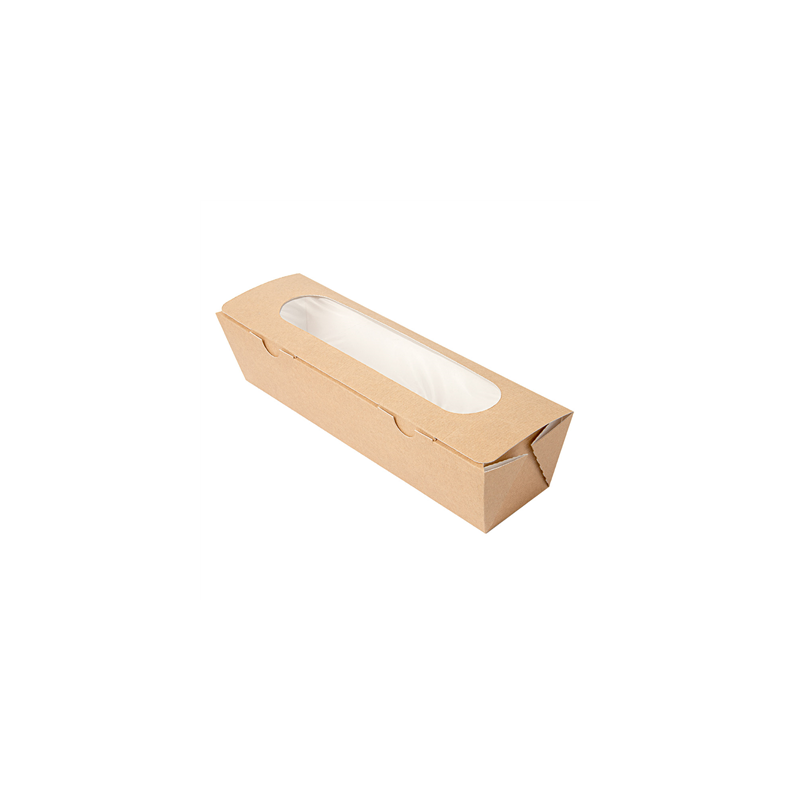 BOÎTES SANDWICH AVEC FENÊTRE - BAGUETTE 'THEPACK' 220 G/M2 + OPP 27,5x8x6,2 CM NATUREL CARTON ONDULÉ NANO-MICRO (200 UNITÉ) BOÎTES SANDWICH AVEC FENÊTRE - BAGUETTE 'THEPACK' 220 G/M2 + OPP 27,5x8x6,2 CM NATUREL CARTON ONDULÉ NANO-MICRO (200 UNITÉ)