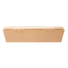 Image BOÎTES SANDWICH AVEC FENÊTRE - BAGUETTE 'THEPACK' 220 G/M2 + OPP 27,5x8x6,2 CM NATUREL CARTON ONDULÉ NANO-MICRO (200 UNITÉ