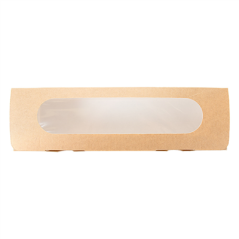 Image BOÎTES SANDWICH AVEC FENÊTRE - BAGUETTE 'THEPACK' 220 G/M2 + OPP 27,5x8x6,2 CM NATUREL CARTON ONDULÉ NANO-MICRO (200 UNITÉ