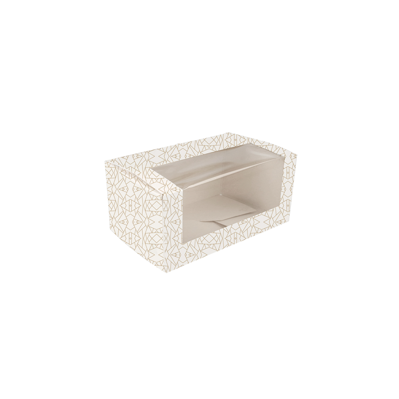 BOÎTES PÂTISSERIES AVEC FENÊTRE 'THEPACK DECO' 250 G/M2 + OPP 18x11x8 CM BLANC CARTON ONDULÉ NANO-MICRO (50 UNITÉ)
