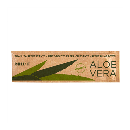 Image RINCE-DOIGTS FLUSHABLE 'ROLL-IT - ALOE VERA' 50 G/M2 14,5x4 CM BLANC CELLULOSE (1280 UNITÉ) #1