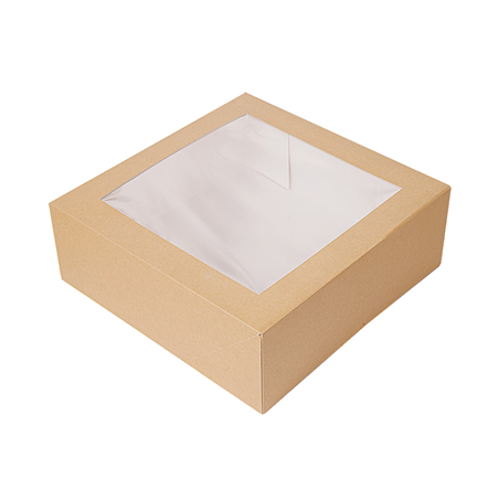 Image BOÎTES PATISSERIES AVEC FENÊTRE 'THEPACK' 240 G/M2 + OPP 30x30x8 CM NATUREL CARTON ONDULÉ NANO-MICRO (100 UNITÉ) #1