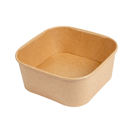 Image RÉCIPIENTS CARRÉS 1230 ML 320 + 26 PE G/M2 16,7x16,7x6,6 CM NATUREL KRAFT (300 UNITÉ) #1