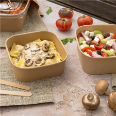 Image RÉCIPIENTS CARRÉS 1230 ML 320 + 26 PE G/M2 16,7x16,7x6,6 CM NATUREL KRAFT (300 UNITÉ) #4