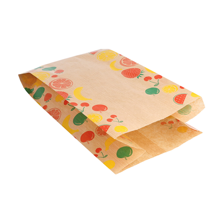 SACHETS PLATS POUR FRUITS 1 KG 32 G/M2 14+9x26 CM NATUREL KRAFT (500 UNITÉ)