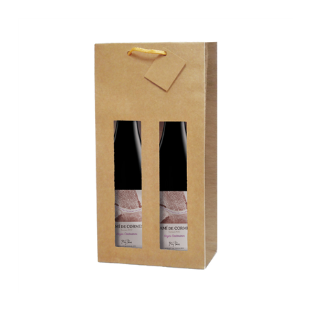 Image 10 U. SACS PORTE-BOUTEILLES AVEC FENÊTRE  175 g/m2 18+8,8x38 CM NATUREL KRAFT (10 UNITÉ) #1