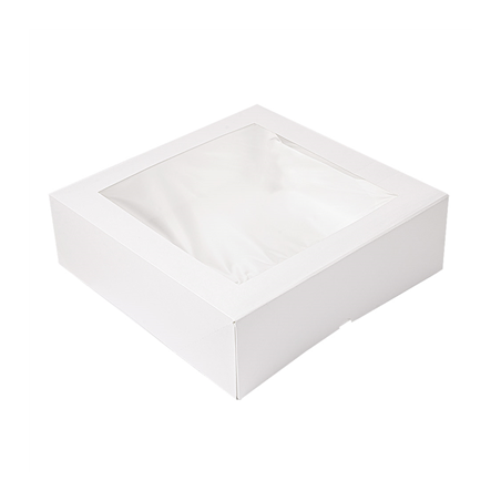 Image BOÎTES PÂTISSERIES AVEC FENÊTRE 'THEPACK' 250 G/M2 + OPP 32x32x10 CM BLANC CARTON ONDULÉ NANO-MICRO (100 UNITÉ) #1