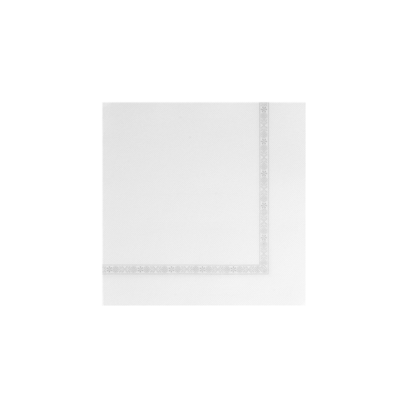 SERV. ECOLABEL AVEC LISERÉ "PLUS" 'DOUBLE POINT' 18 G/M2 39x39 CM BLANC OUATE (1200 UNITÉ)