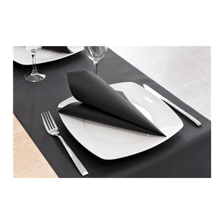 SERVIETTES  55 G/M2 40x40 CM NOIR AIRLAID (700 UNITÉ)