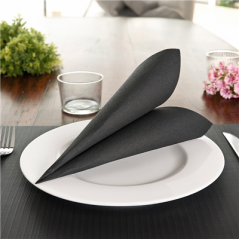 Image SERVIETTES ECOLABEL 'DOUBLE POINT' 18 G/M2 33x33 CM NOIR OUATE (1200 UNITÉ) #3