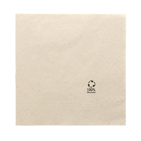 Image SERVIETTES ECOLABEL 2 PLIS  18 G/M2 39x39 CM NATUREL OUATE RECYCLÉE (1600 UNITÉ) #1