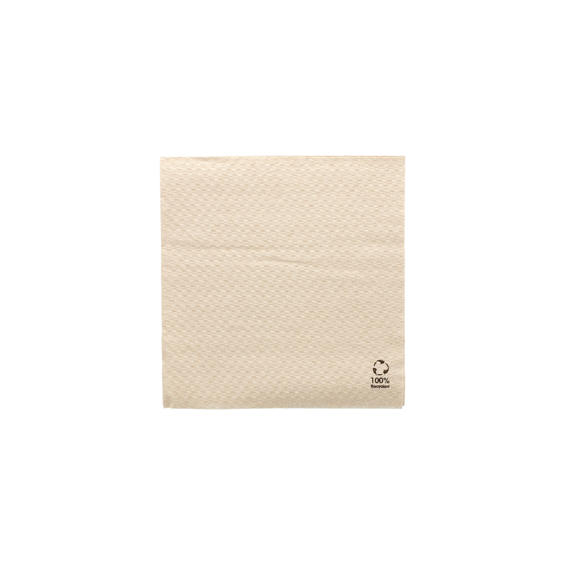 SERVIETTES ECOLABEL 1 PLI  23 G/M2 33x33 CM NATUREL OUATE RECYCLÉE (3000 UNITÉ)
